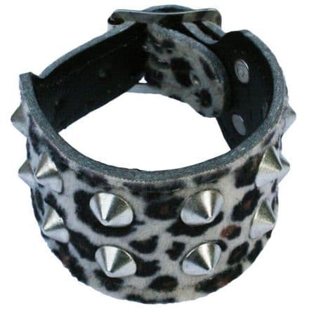 2row Conical Leopard Wristband - Punk Rockabilly Rock Party Fancy Dress